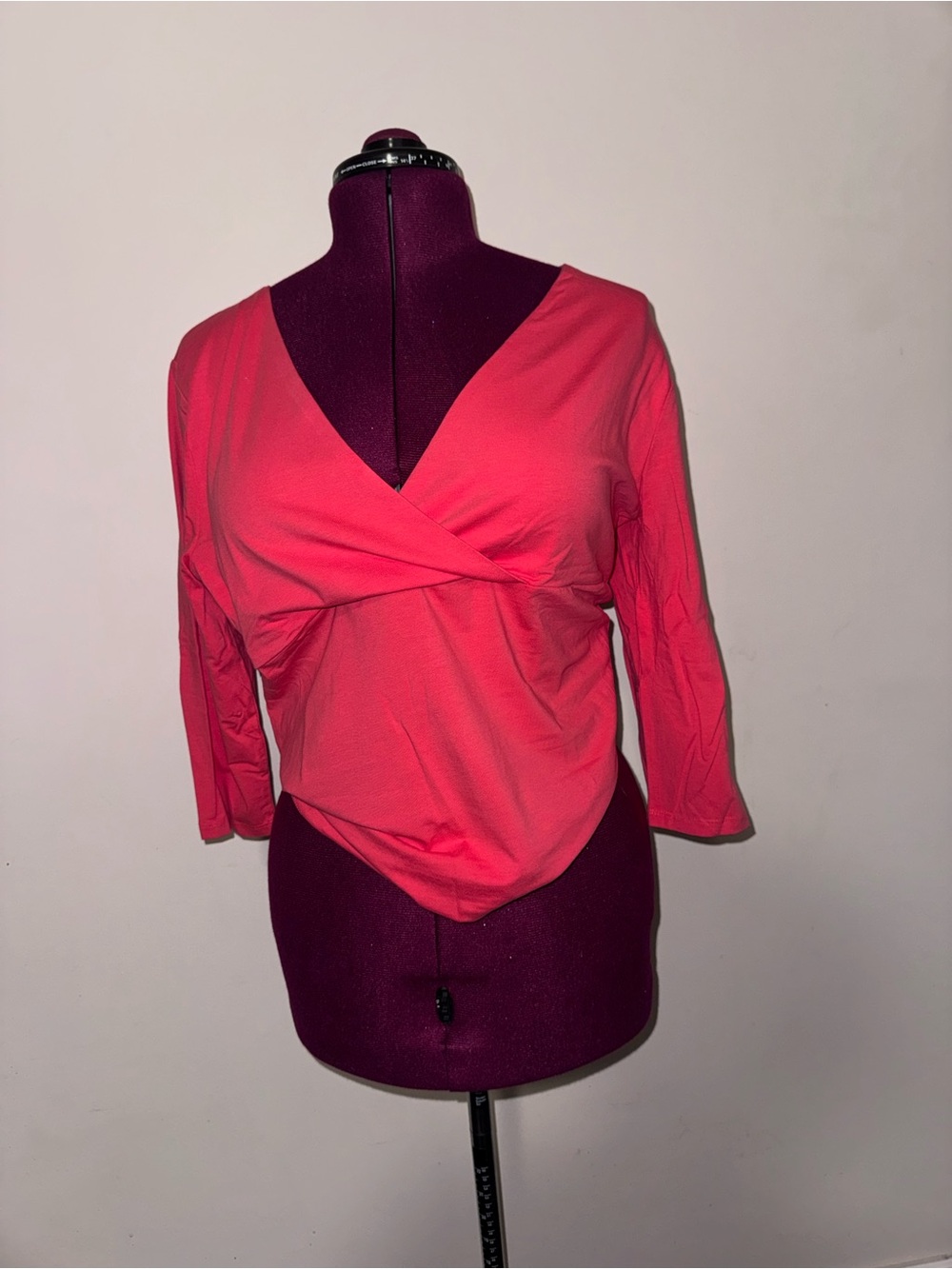 Merona Coral Pink Wrap-Front V-Neck Long Sleeve Top